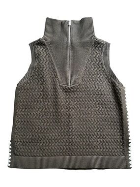 LOFT Brown Sleeveless Half-Zip Knit Turtleneck Sweater Vest